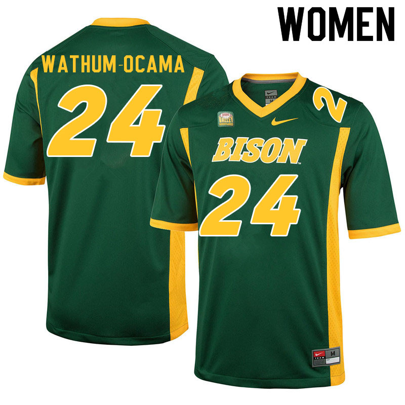 Women #24 Jenaro Wathum-Ocama North Dakota State Bison College Football Jerseys Sale-Green - Click Image to Close